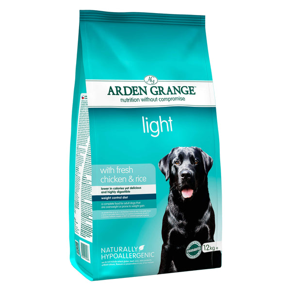 Naturligt, sundt og kornfrit hundefoder med smag af kylling til voksne hunde der er overvægtige eller skal holde vægten fra Arden Grange
