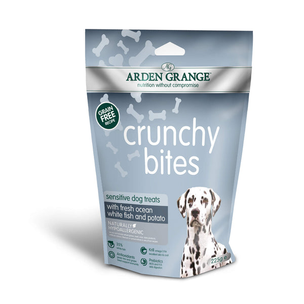 Sunde godbidder til hunde - Crunchy Bites - Sensitiv med hvid fisk - Arden Grange