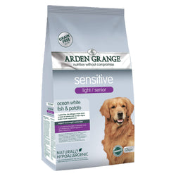 Naturligt, sundt og kornfrit sensitiv hundefoder til ældre hunde med hvid fisk og kartoffel fra Arden Grange